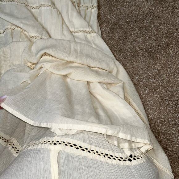 Mix Nouveau maxi dress vanilla crochet top tiered bottom western Boho SZ 10 - Picture 6 of 9